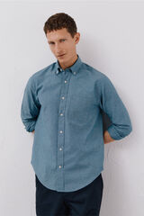 Cortefiel Denim shirt with pocket Blue