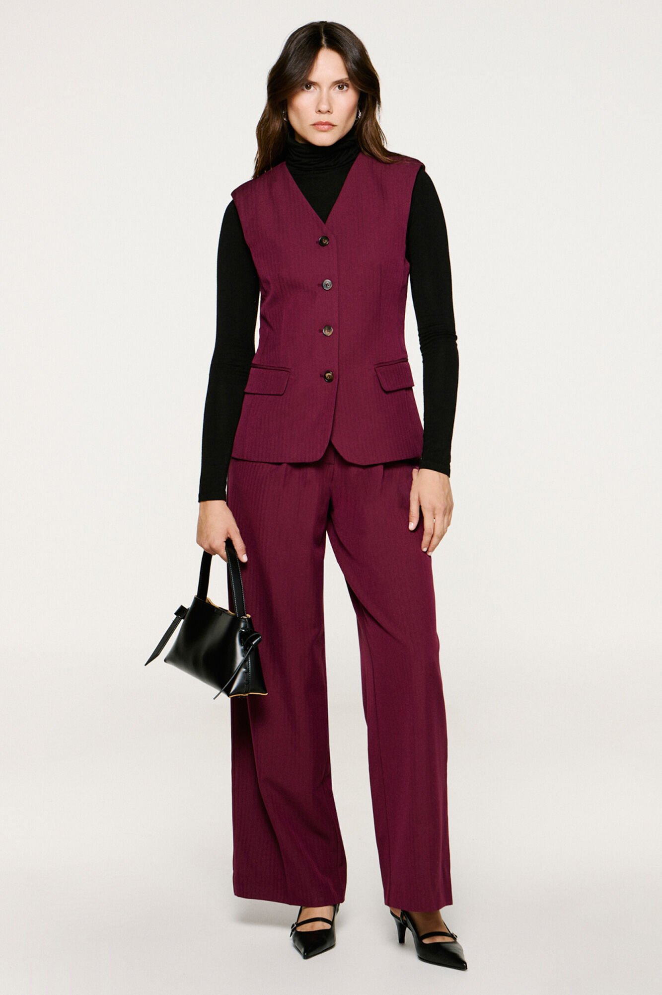 Selected Colete de colete com bolsos. Roxo