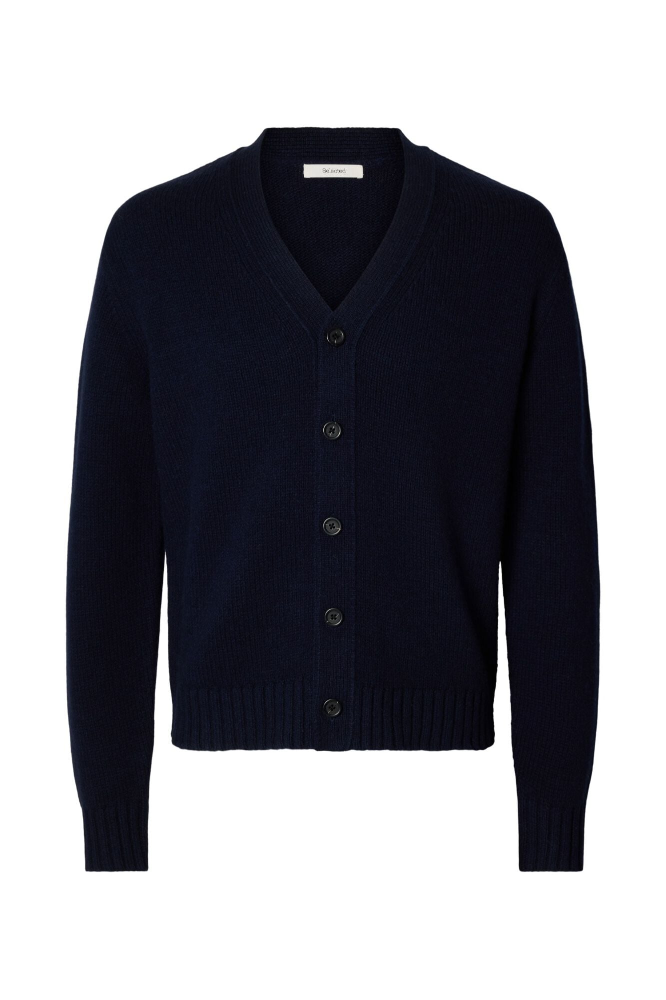 Selected RWS wool relaxed fit cardigan Navy