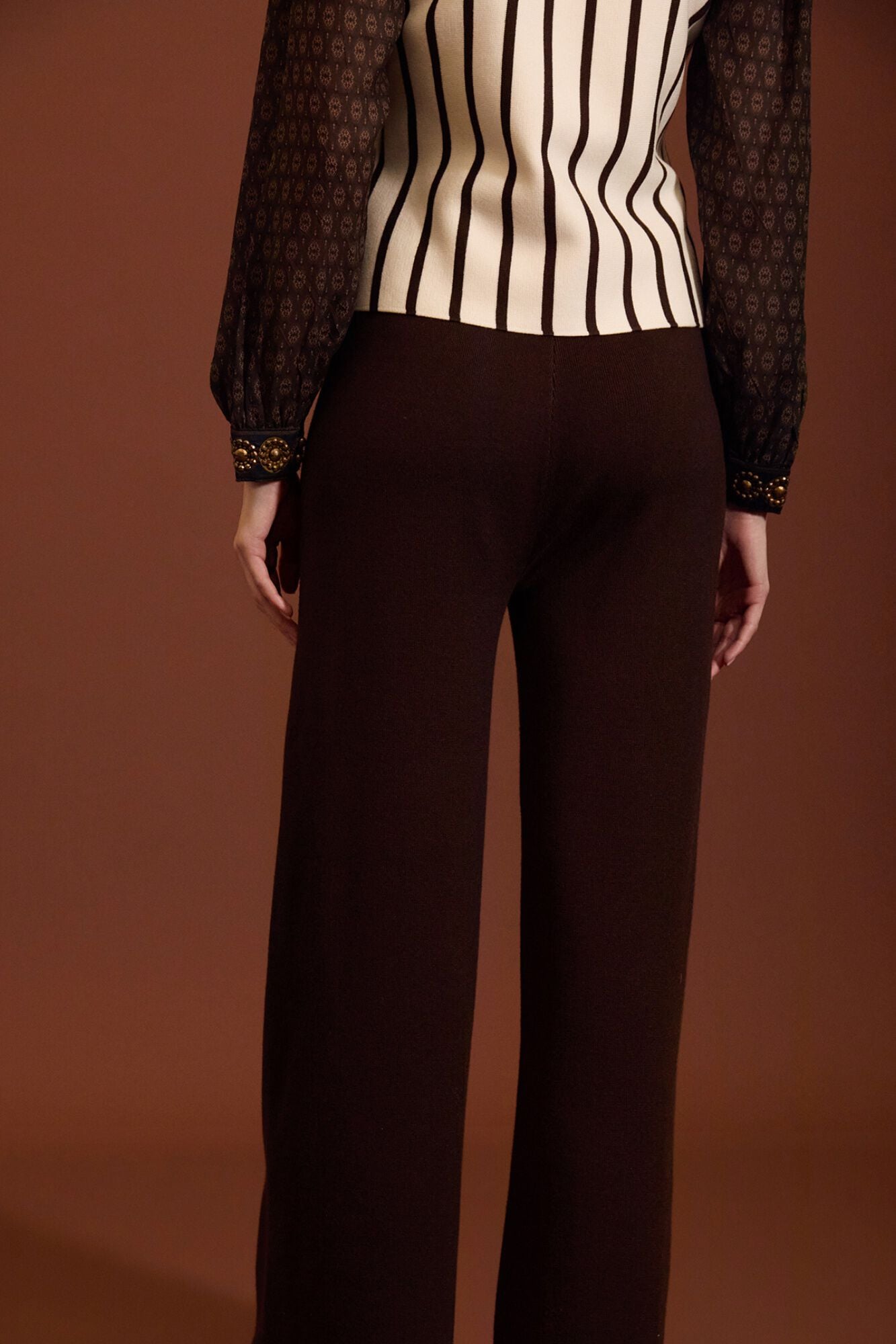 Meisie Pantalones de punto a rayas de lurex