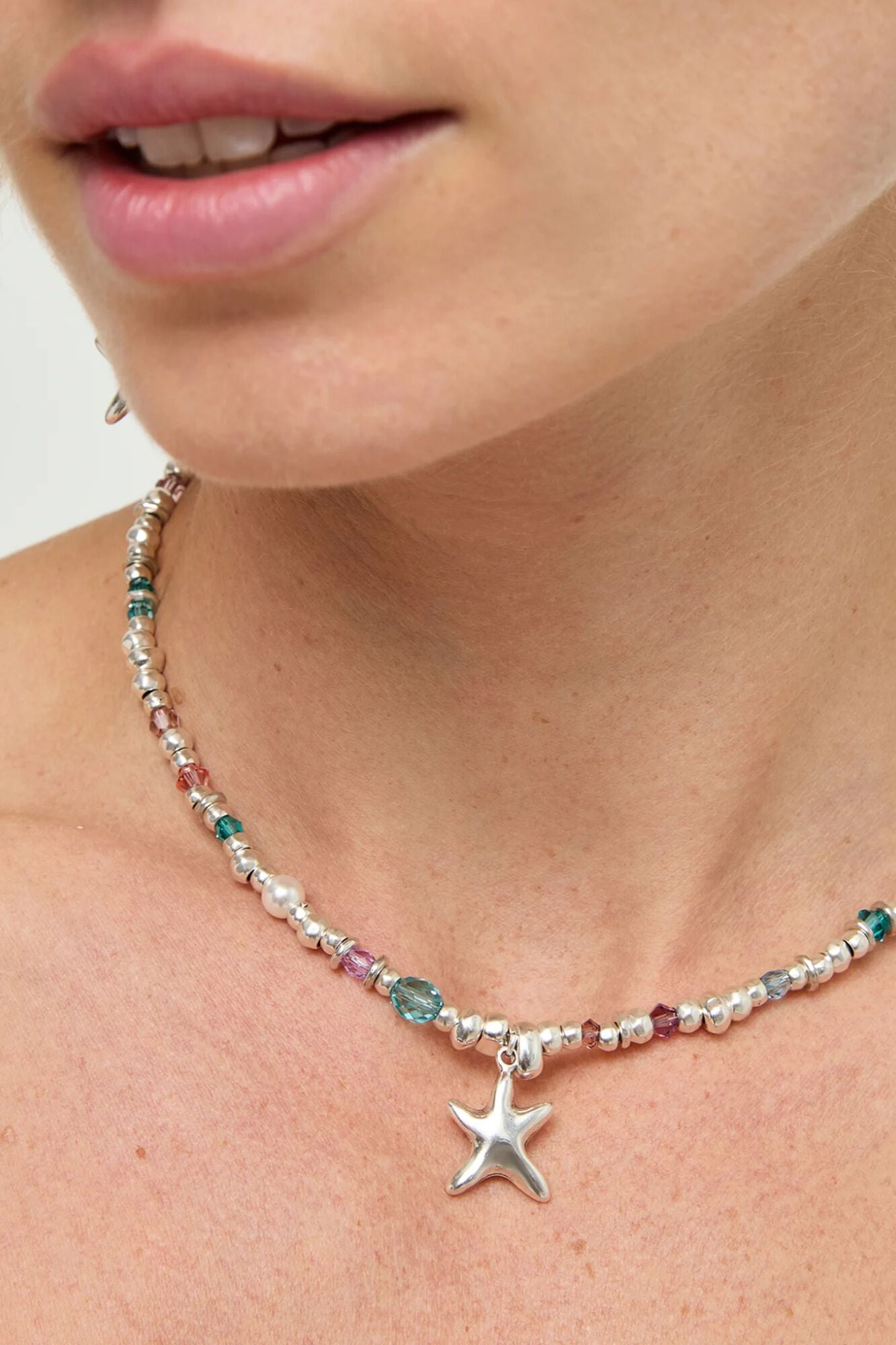 UNOde50 Collar estrella mar ba&ntilde;o plata
