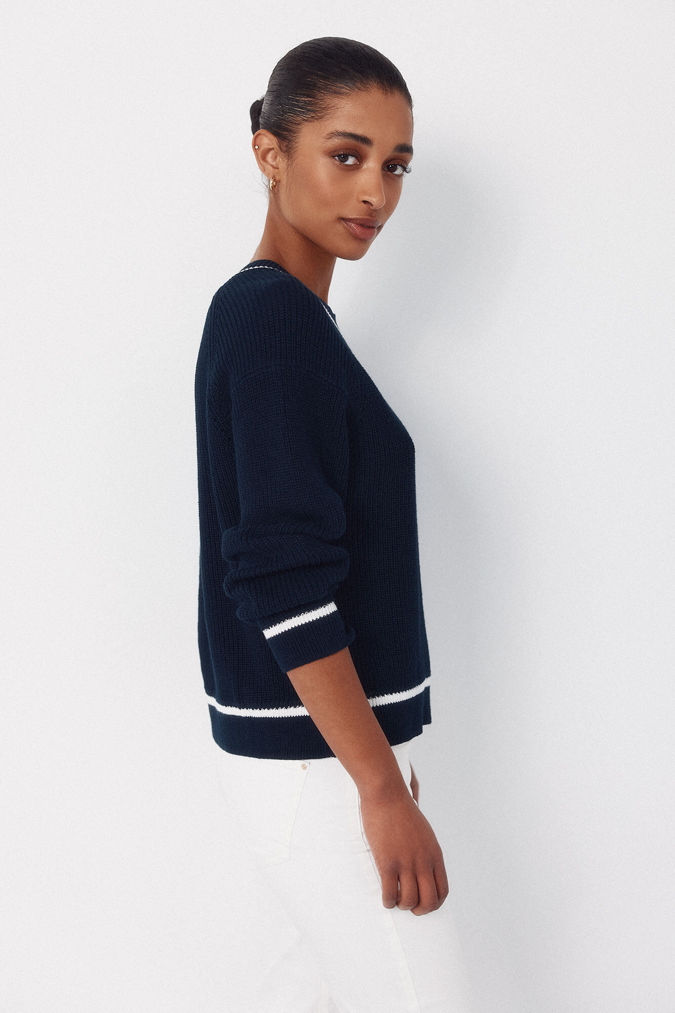 Cortefiel Contrast combination jumper Navy