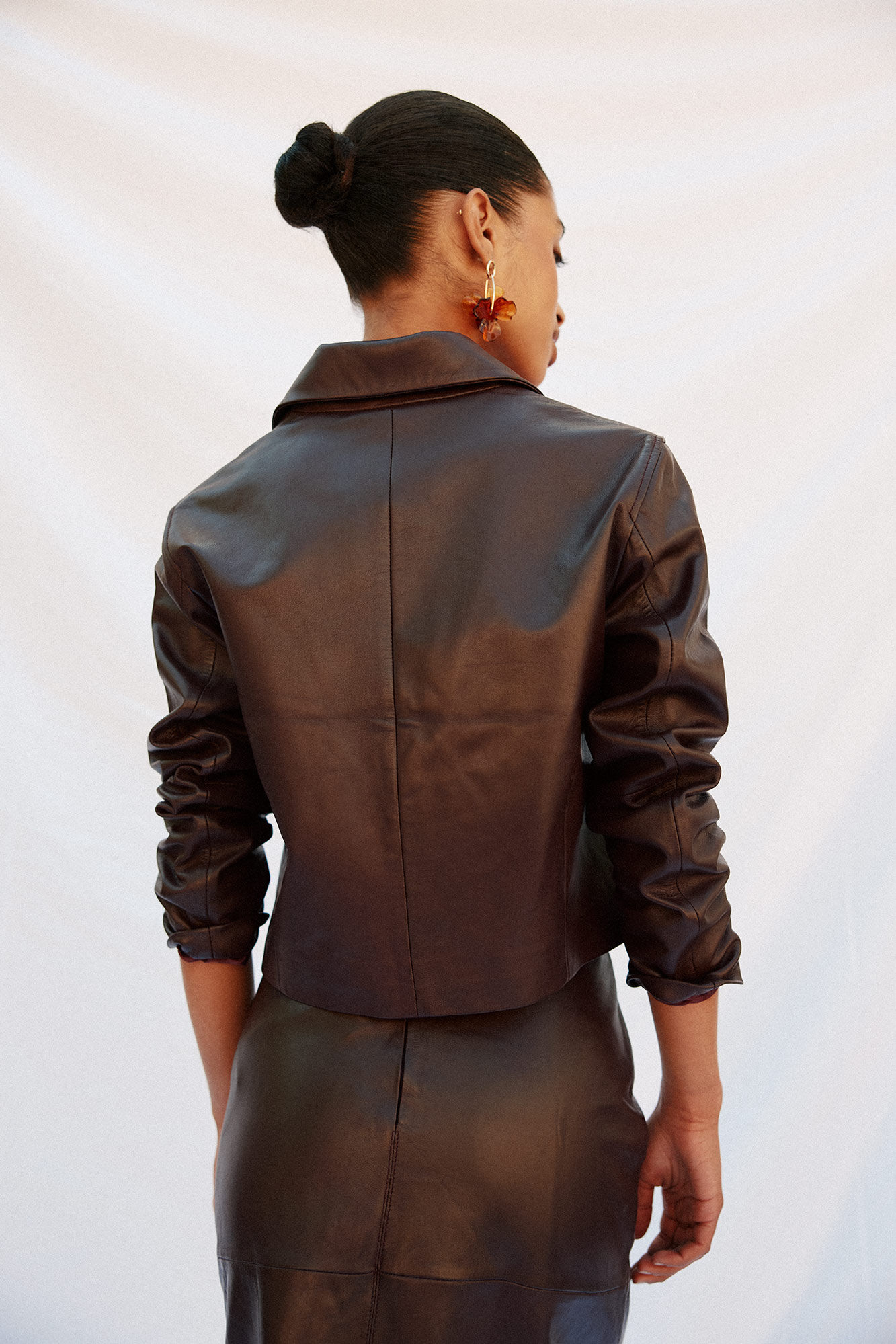Cortefiel leather blazer Dark brown