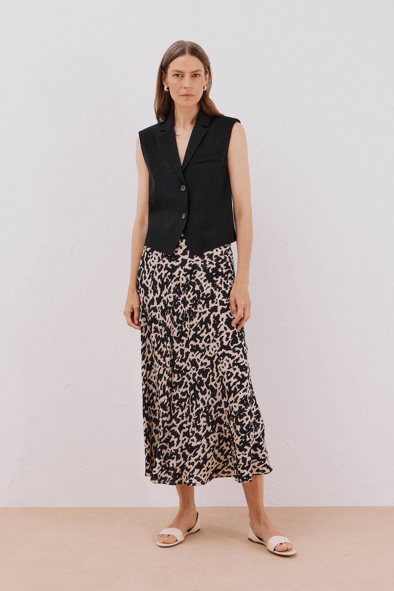 Cortefiel Printed circle skirt Printed white