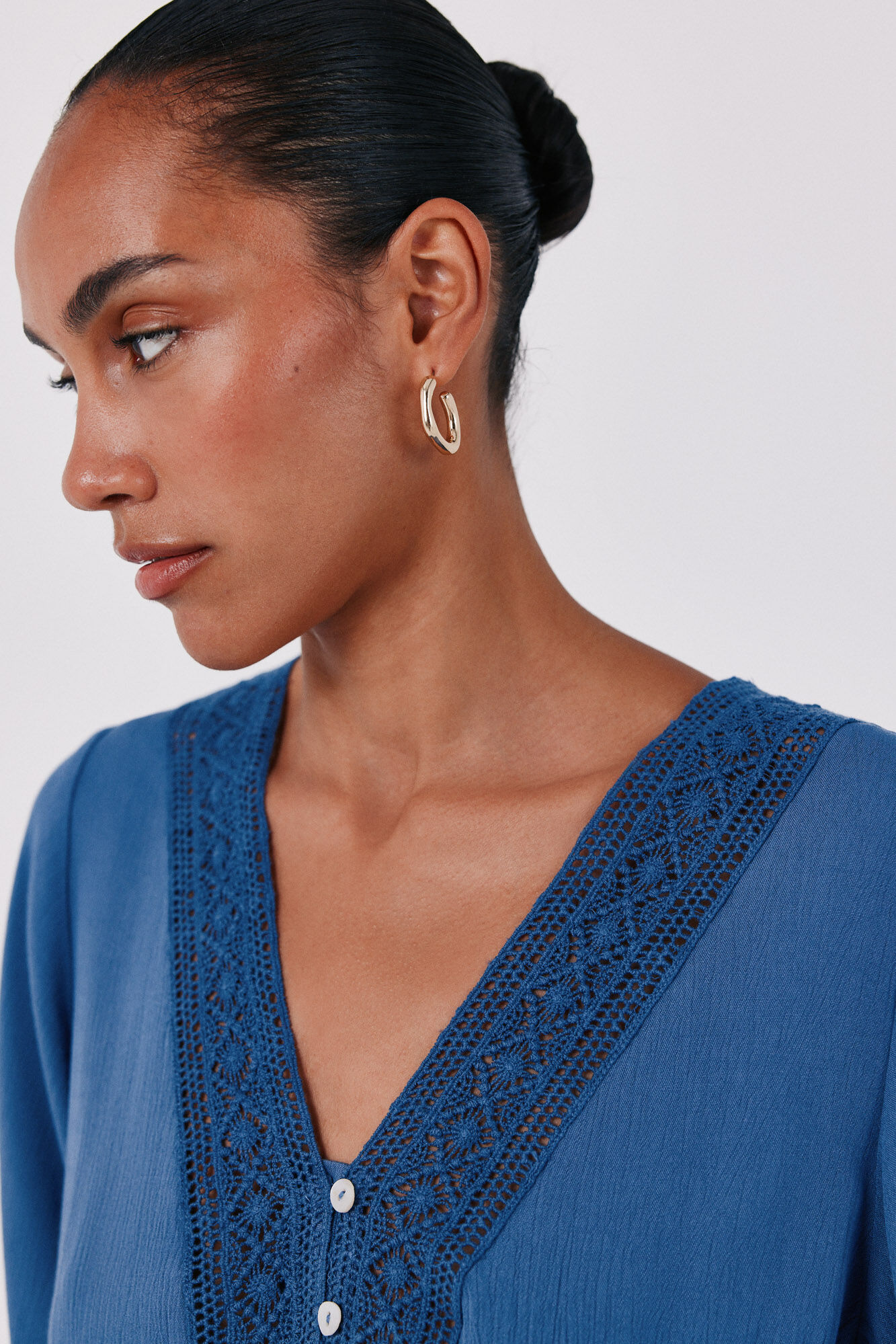 Cortefiel Blusa de renda Azul