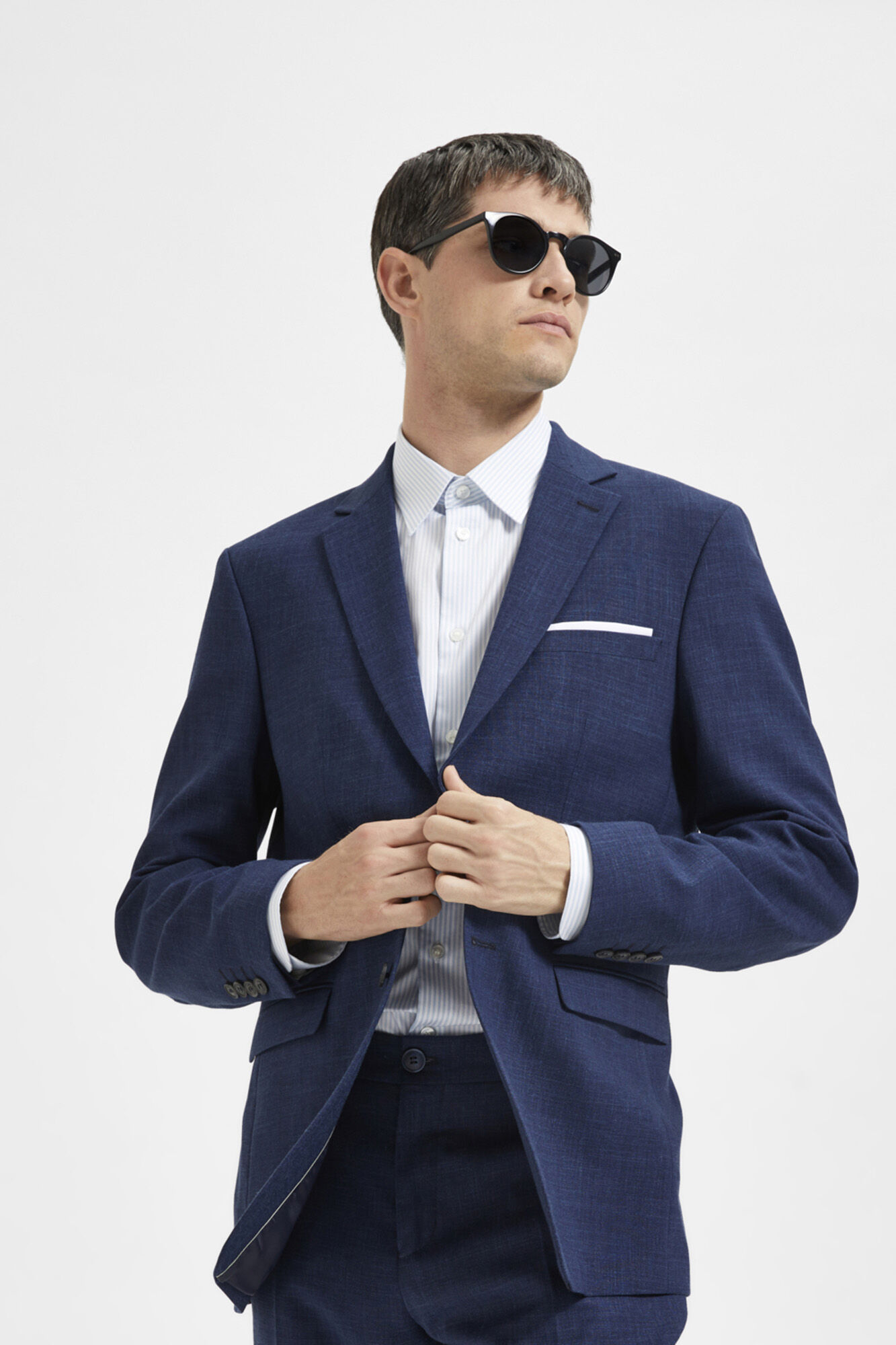 Selected Blazer de linho slim fit Azul