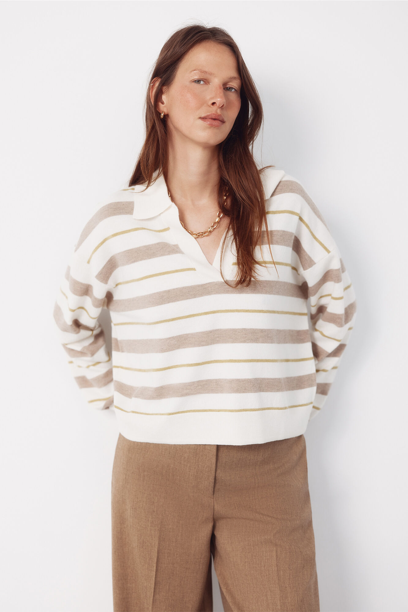 Cortefiel Striped polo jumper