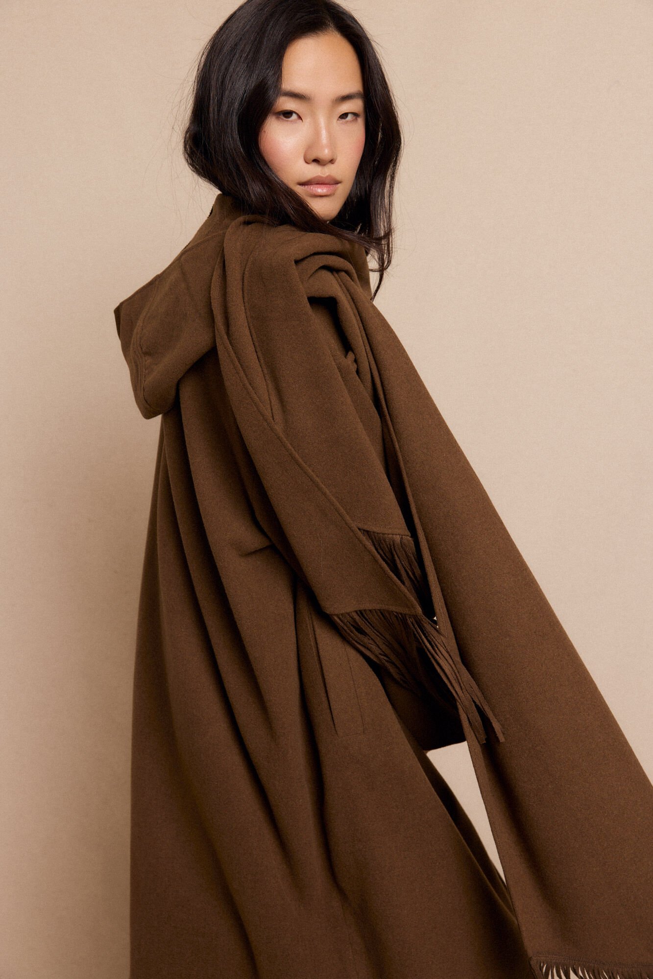 Slowlove Abrigo largo bufanda Kaki