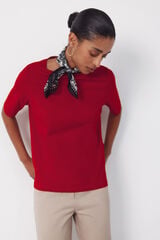 Cortefiel T-shirt decote &agrave; barco Vermelho