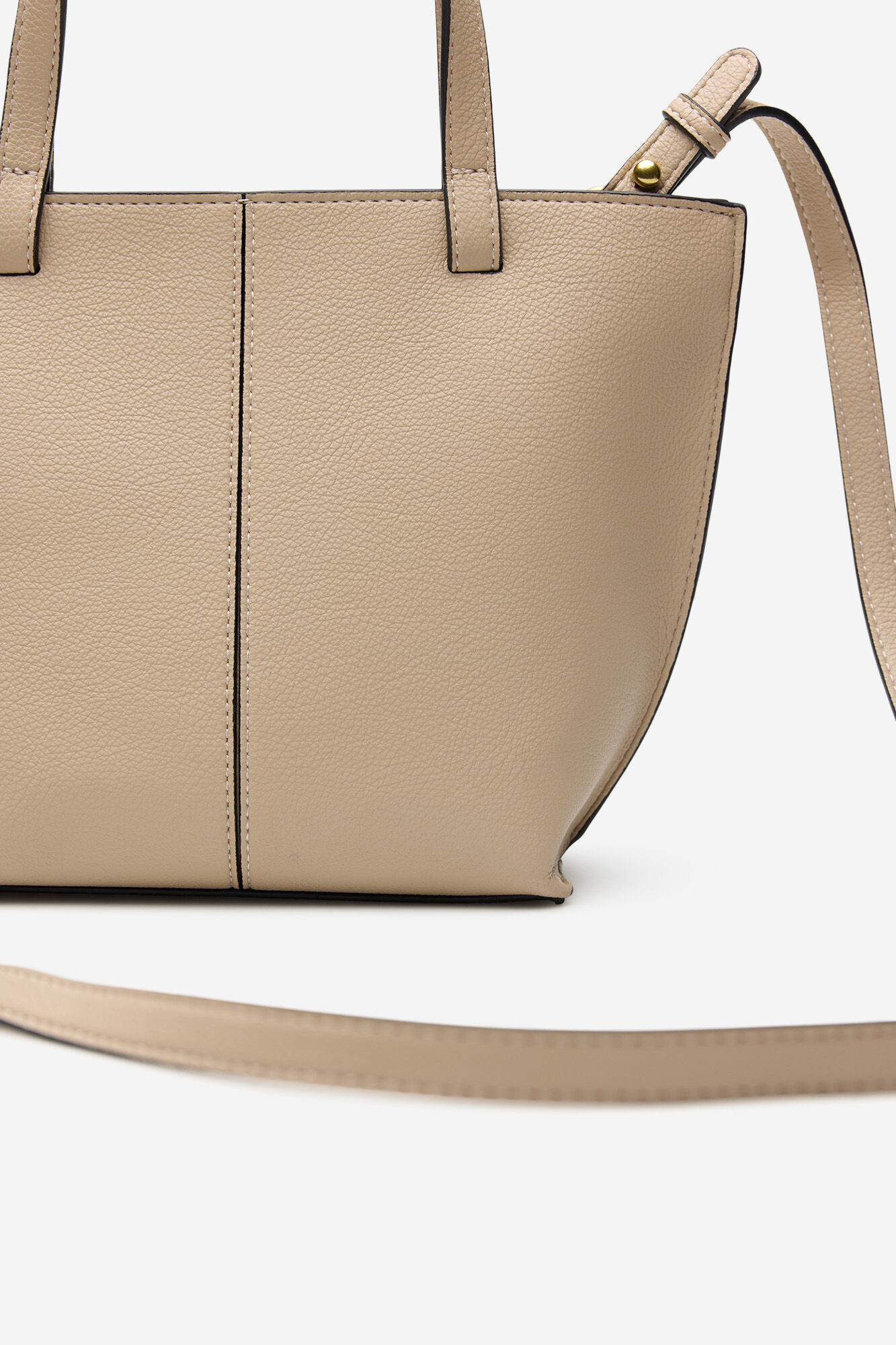 Cortefiel Mini sacola de compras com costura Tostado