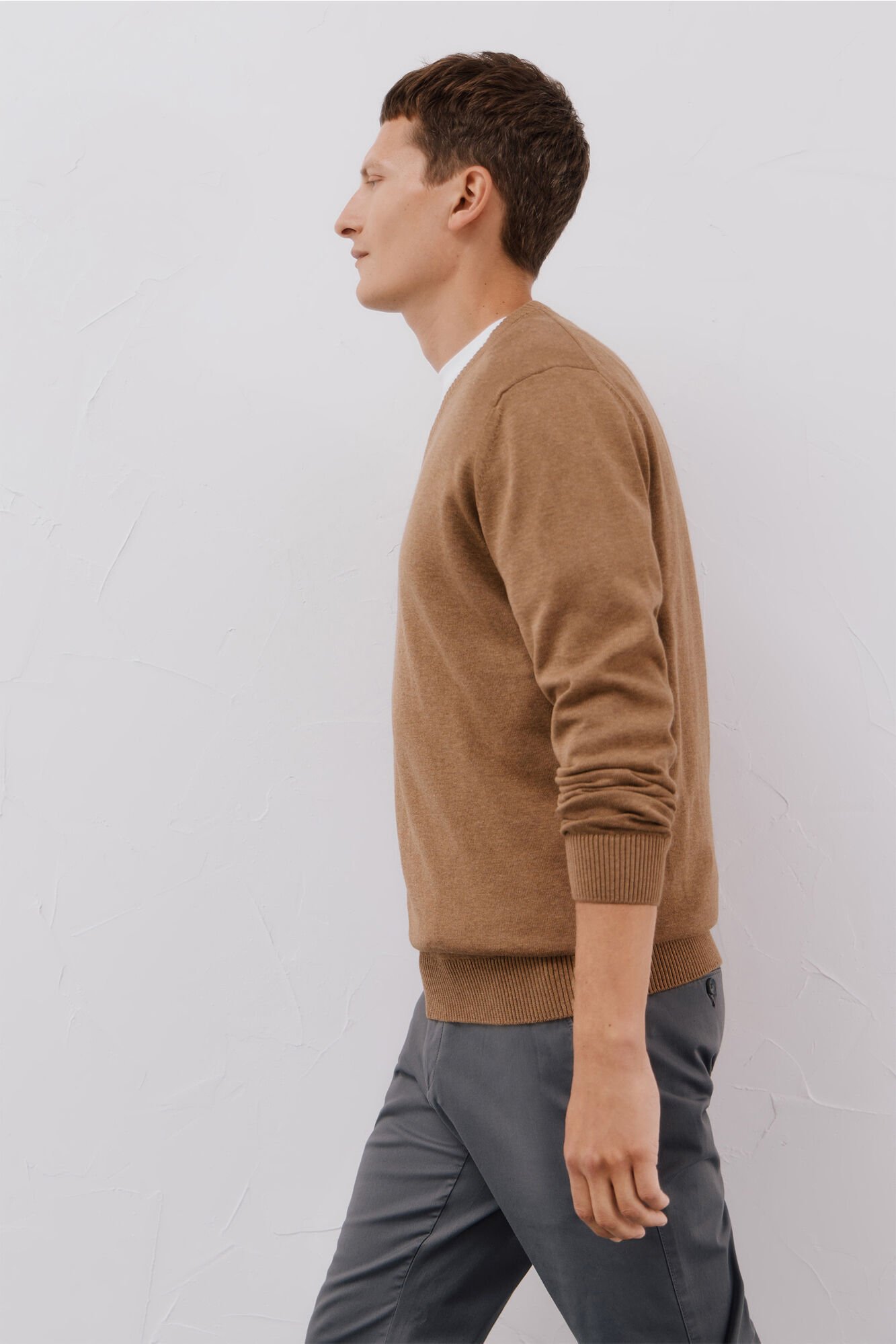 Cortefiel Jersey punto fino algod&oacute;n cuello pico