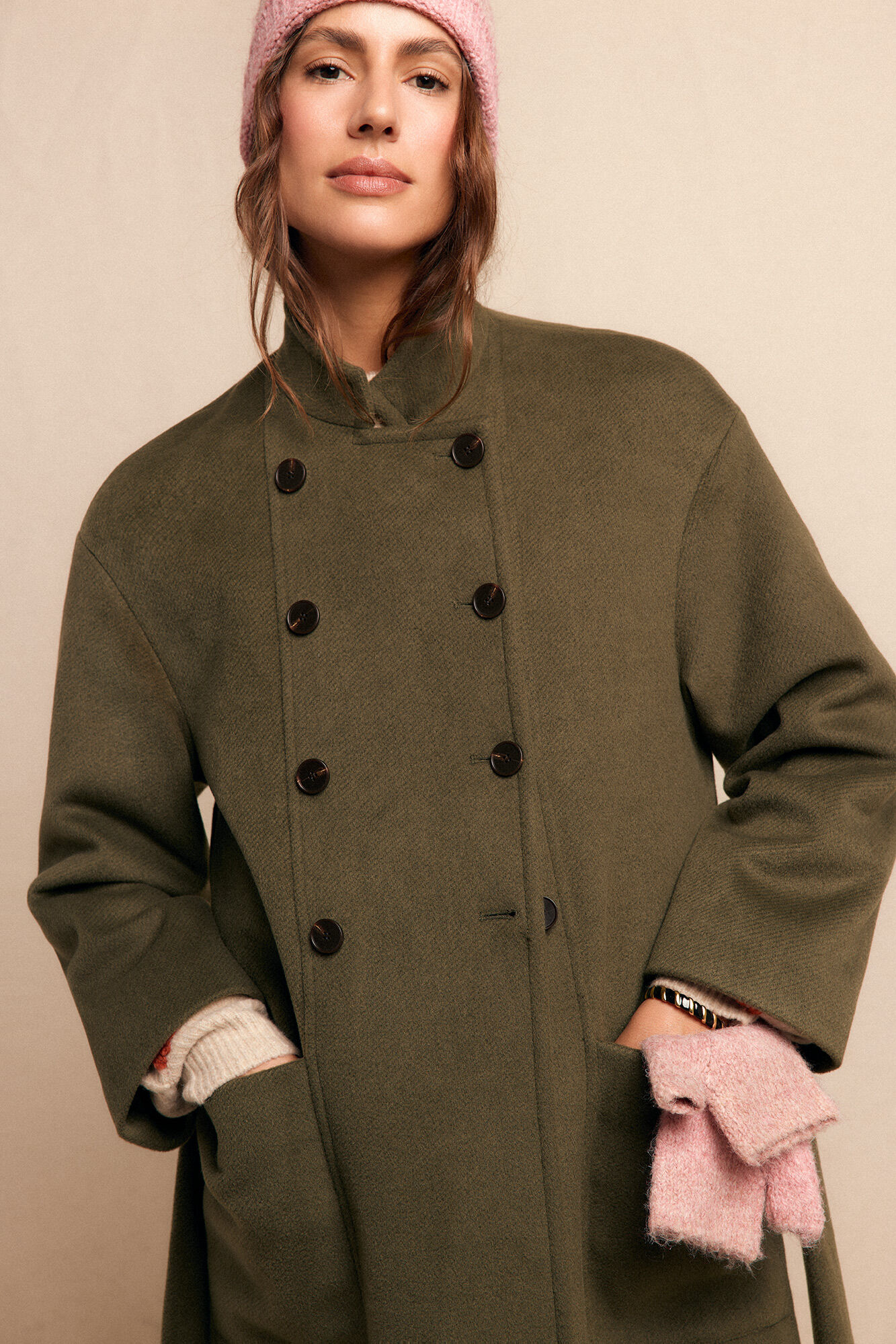 Slowlove Sobretudo longo trespassado Verde