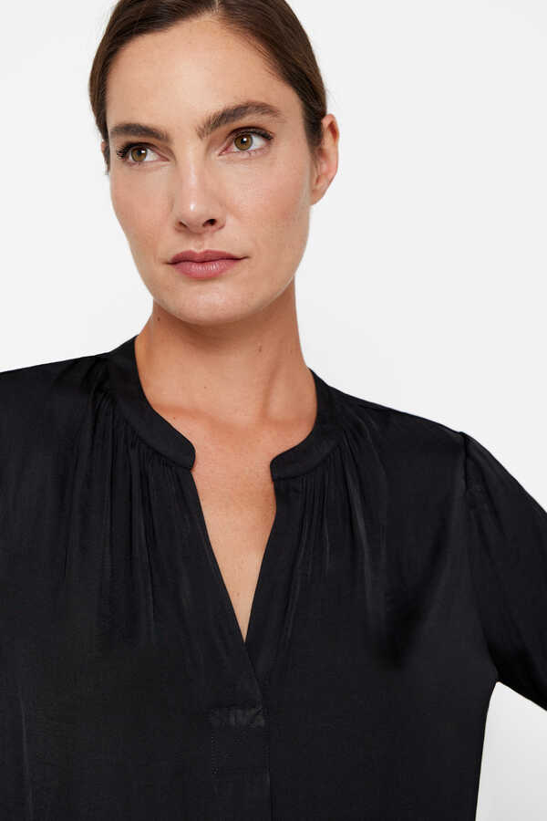 Cortefiel Satin blouse Black