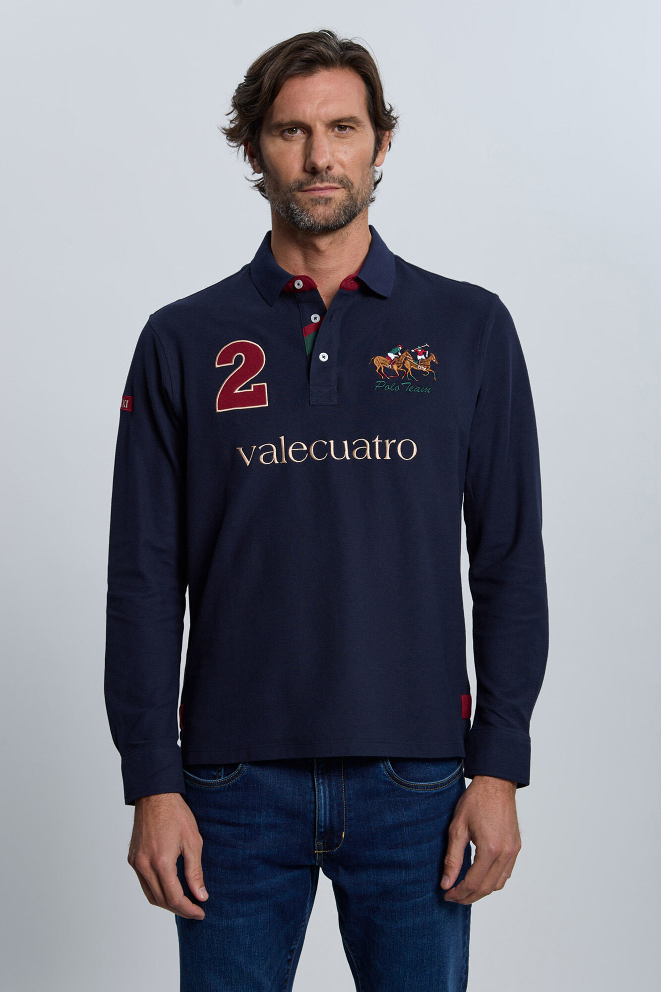 Valecuatro Polo azul marinho modelo cavalo