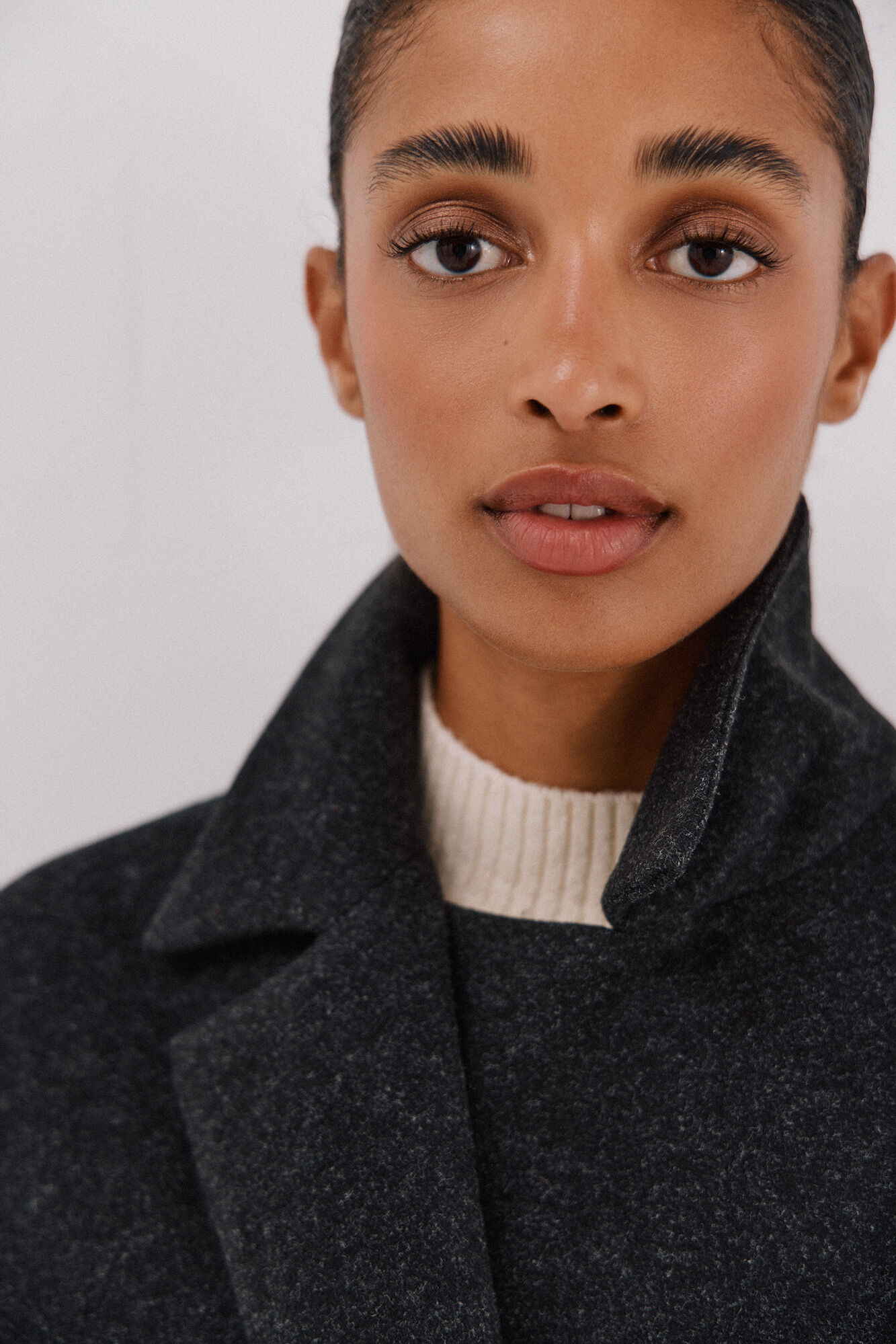 Cortefiel Short unstructured coat Dark grey