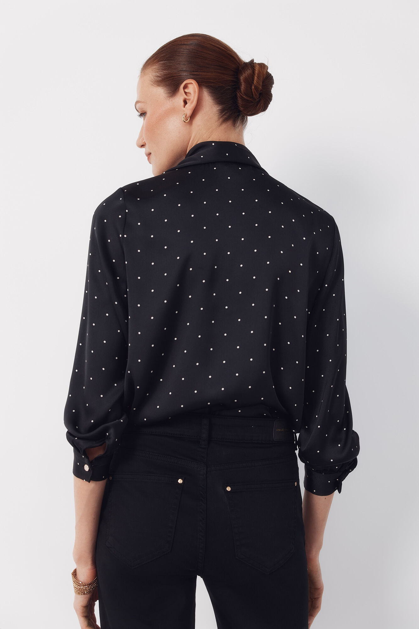 Cortefiel Blusa satinada lazada Estampado gris