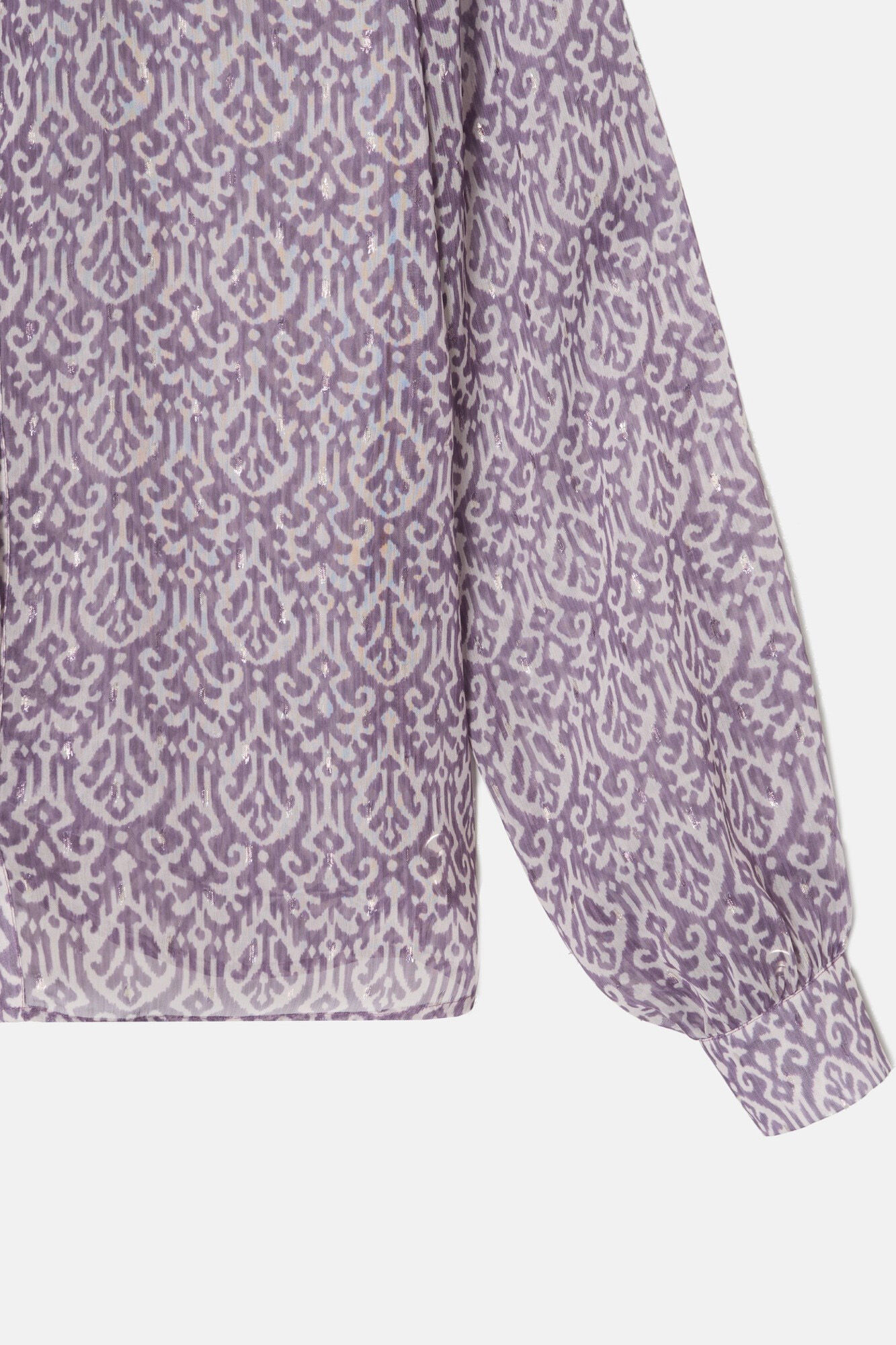Silbon Camisa com folho e estampado Ikat Roxo