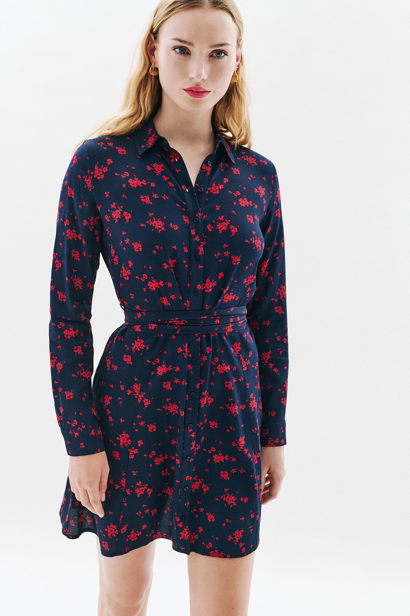 Caroll Vestido de flores 100% viscose Azul