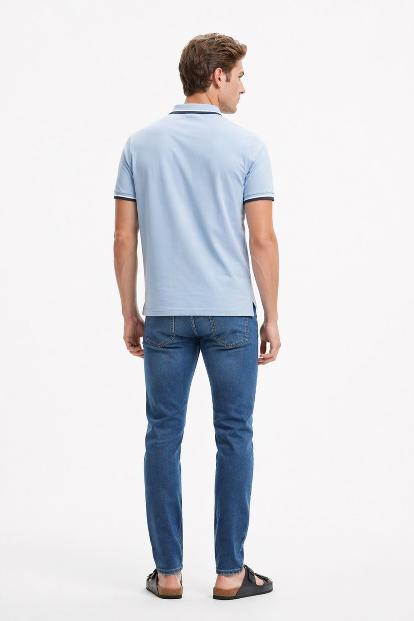 Selected Piqu&eacute; short sleeve polo shirt Blue