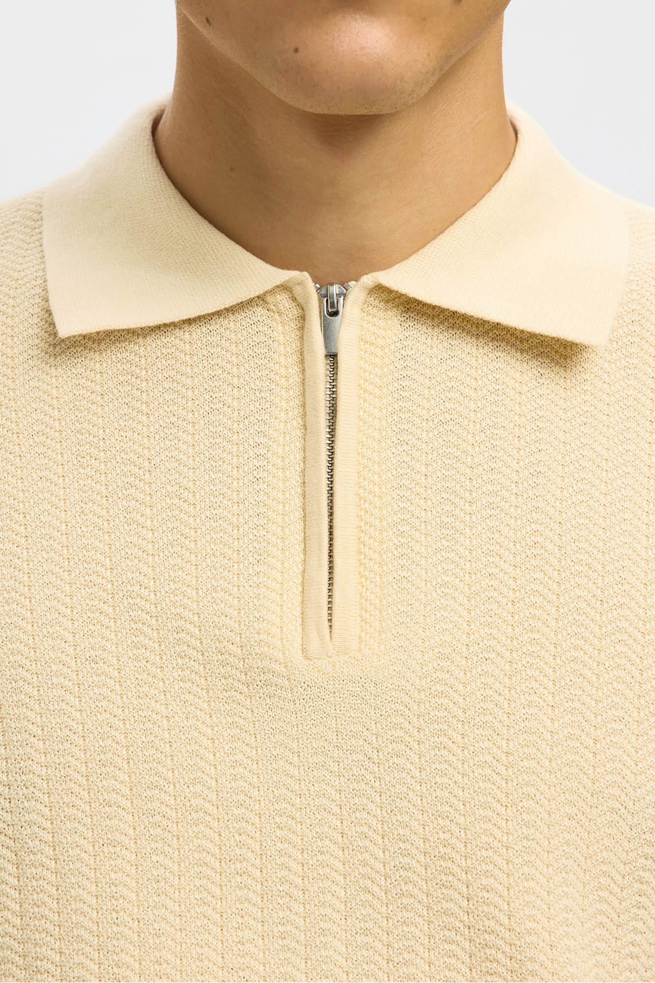 Selected Polo estruturada com meia fecho-&eacute;clair 