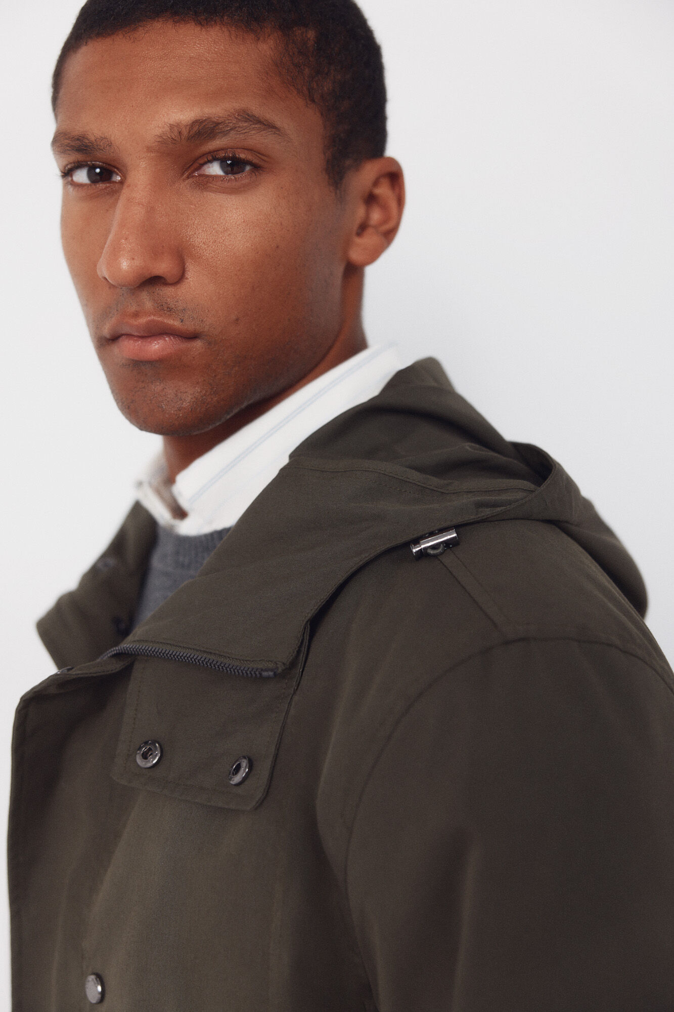 Cortefiel Short hooded parka Kaki