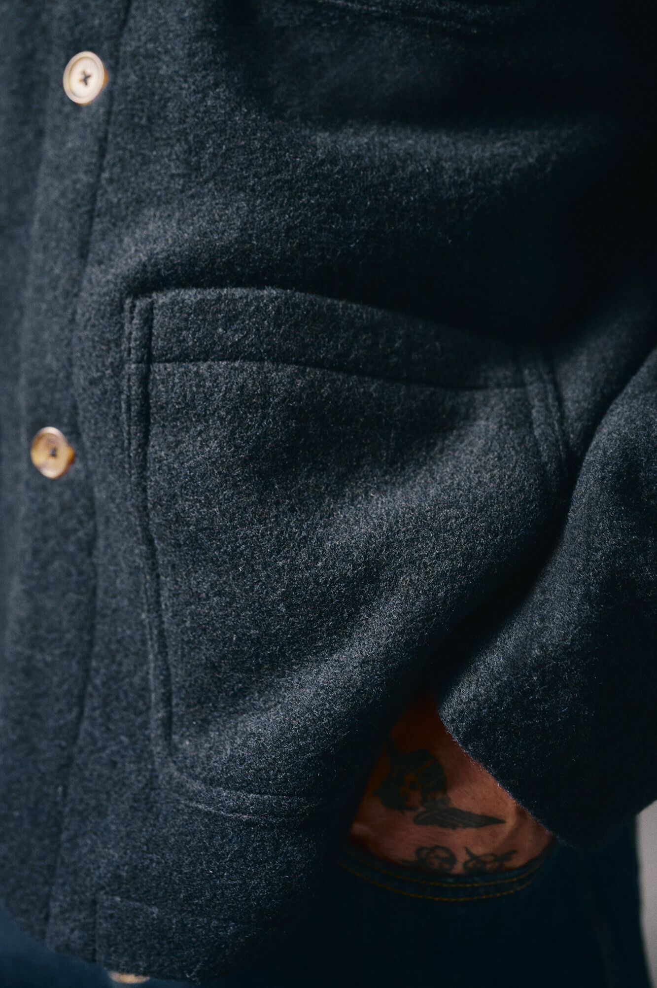 OOTO Sobrecamisa boucl&eacute; gola camiseira Azul