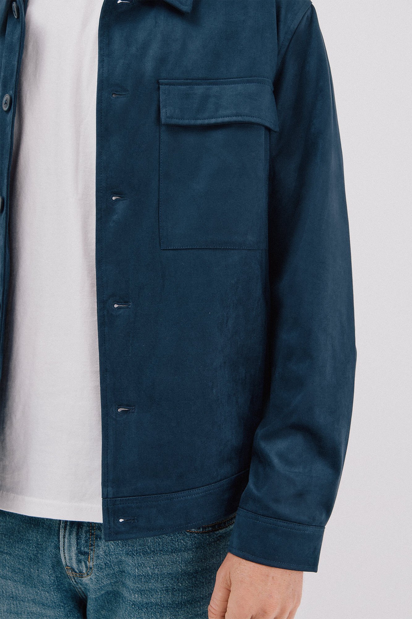 Cortefiel Faux leather overshirt Blue