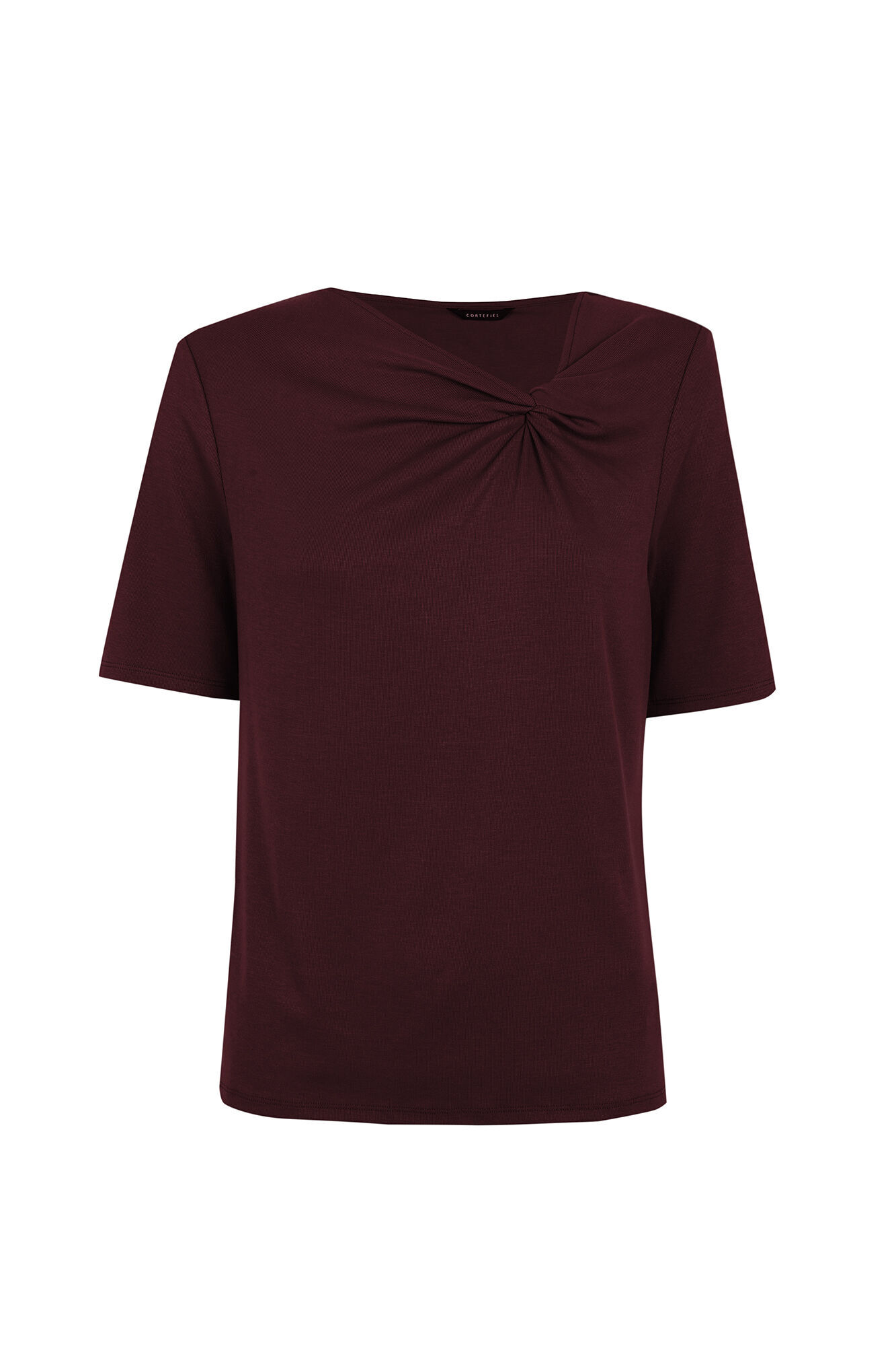 Cortefiel Knot neckline T-shirt Maroon