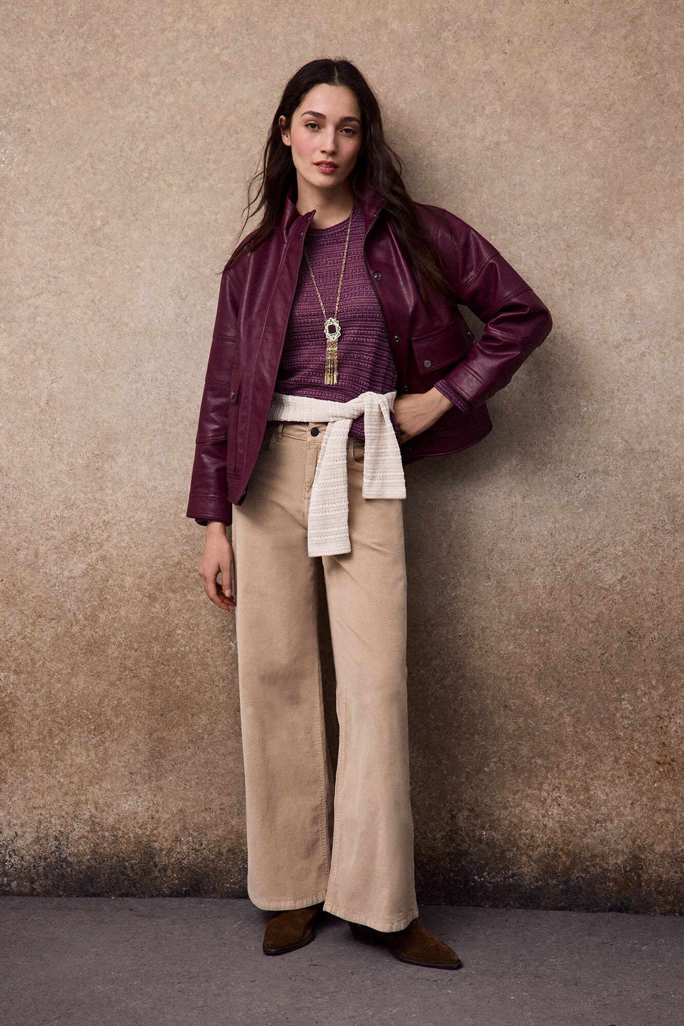 Slowlove Top com estrutura de riscas Roxo
