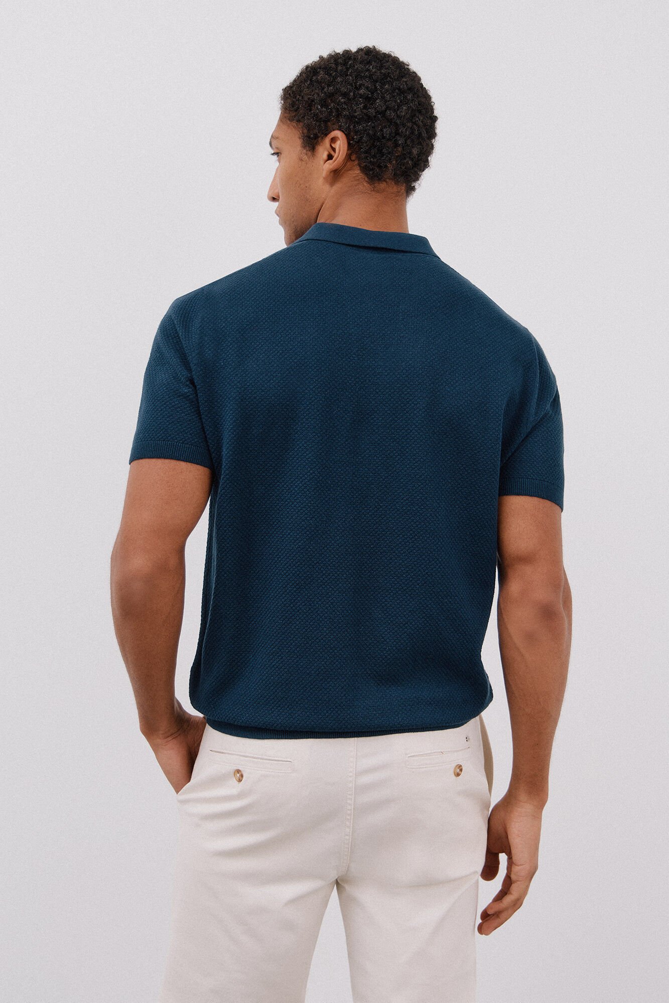 Cortefiel Jersey polo manga corta algod&oacute;n estructura Azul marino