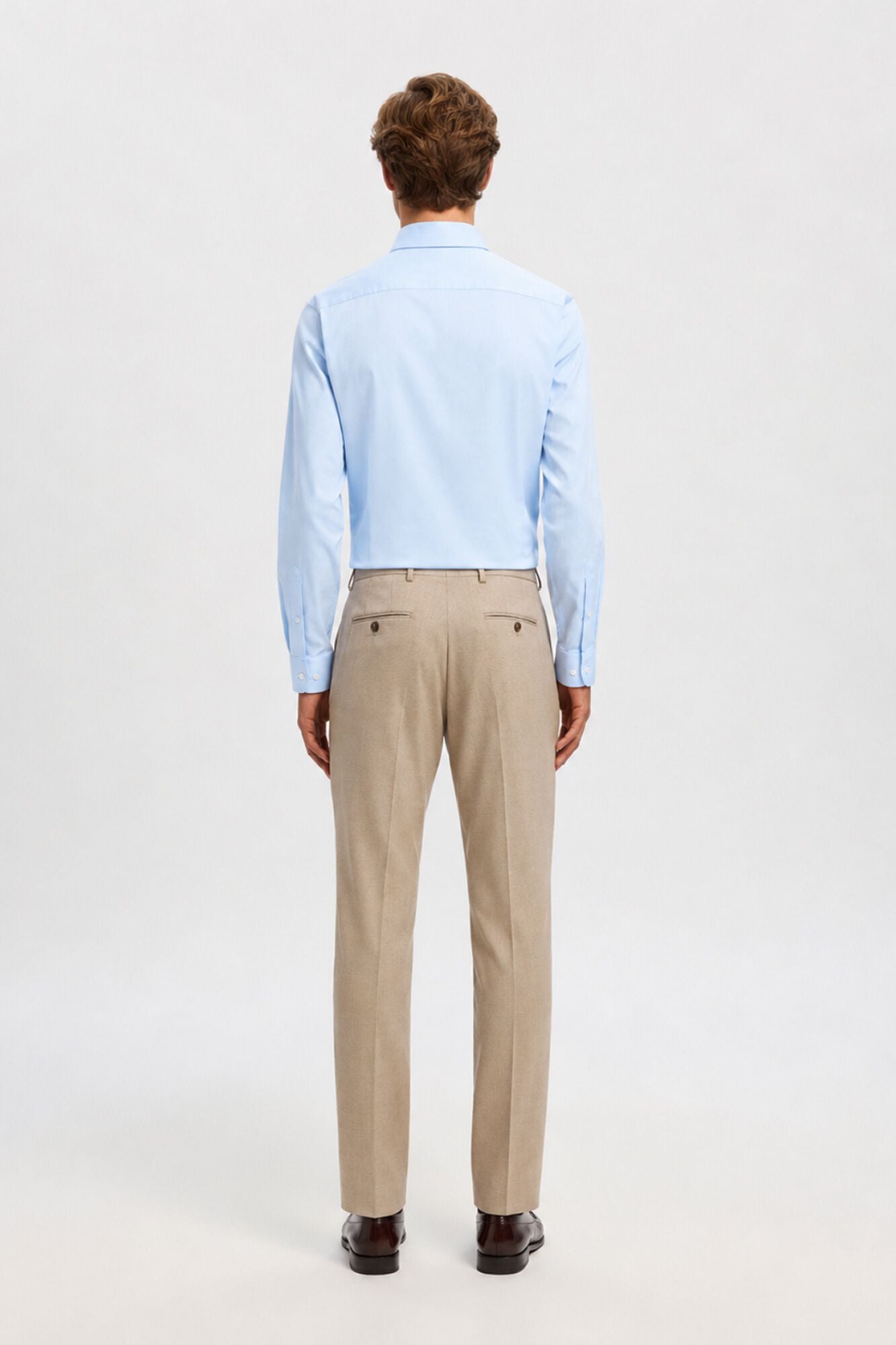 Selected Wool Slim Fit suit trousers Brown