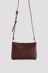 Cortefiel Textured crossbody wallet Dark brown