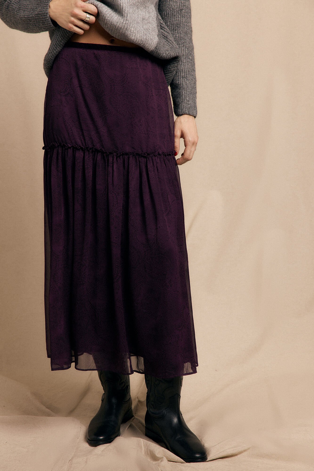 Slowlove Saia midi estampada Roxo