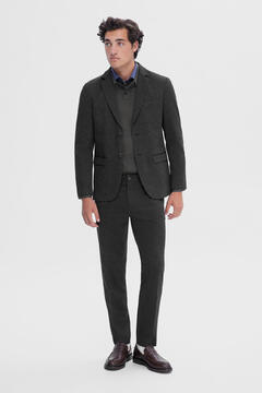 Cortefiel Men's slim-fit, jumper-style fabric blazer Grey
