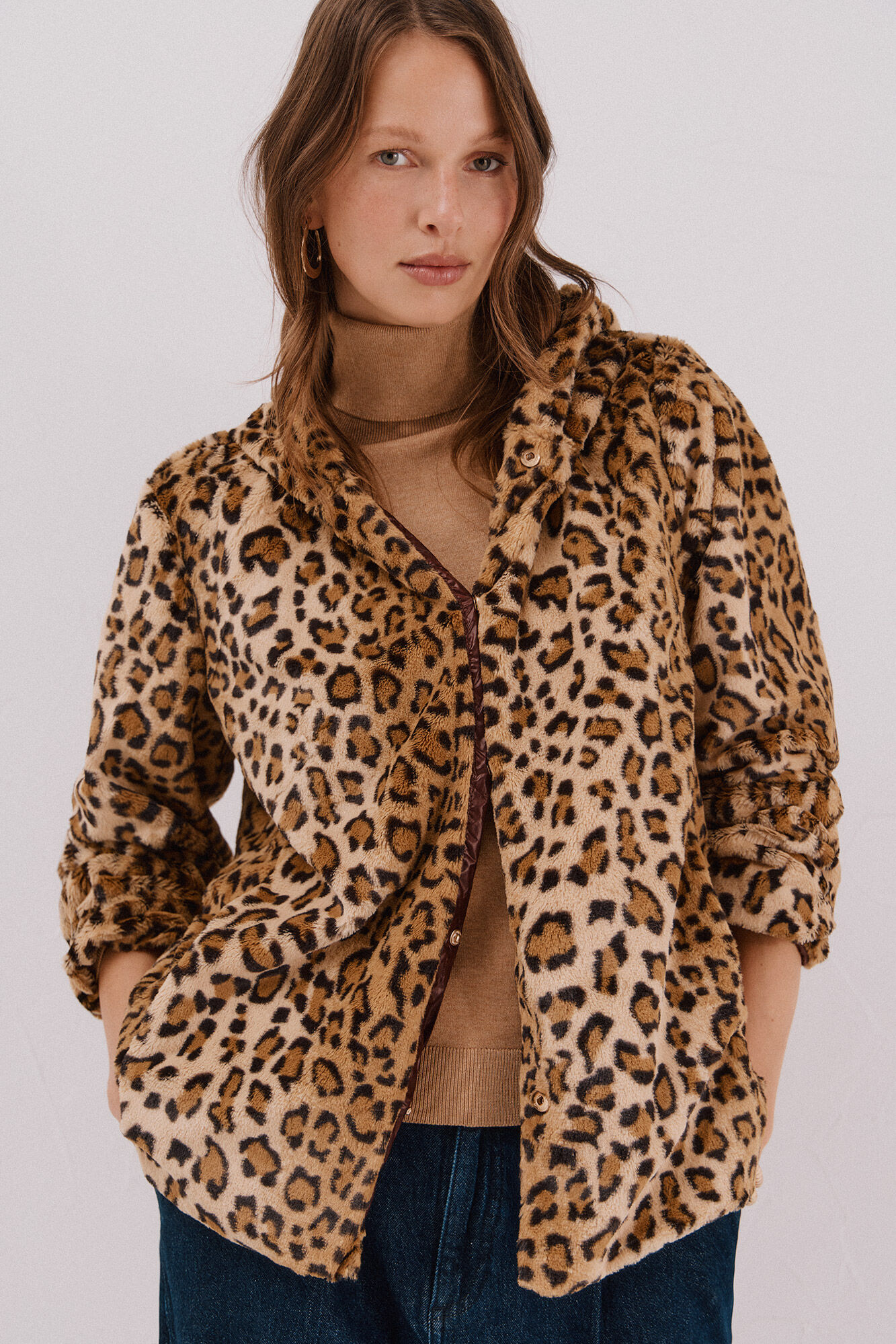 Cortefiel Short reversible faux fur jacket