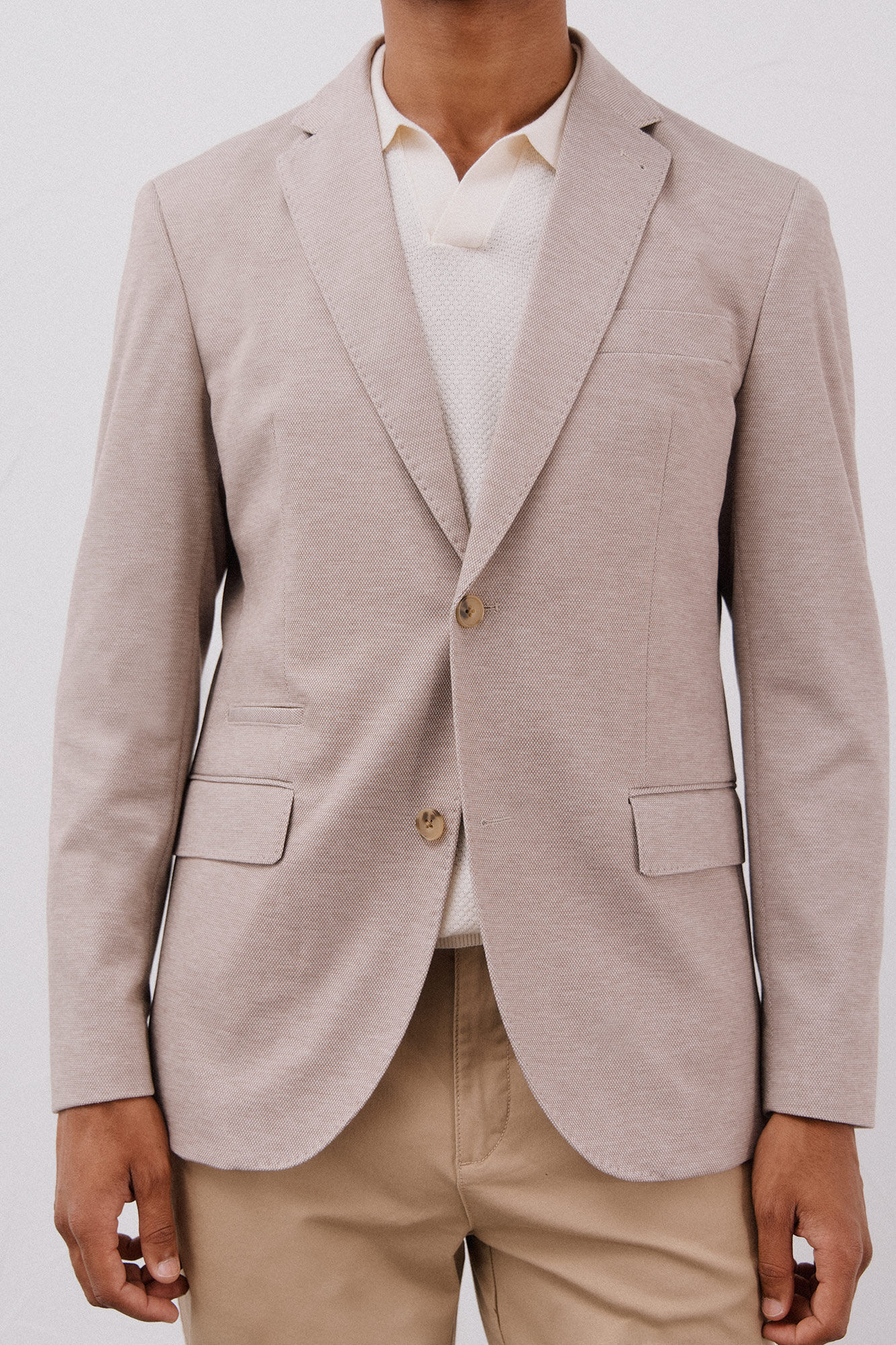 Cortefiel Americana de punto Beige