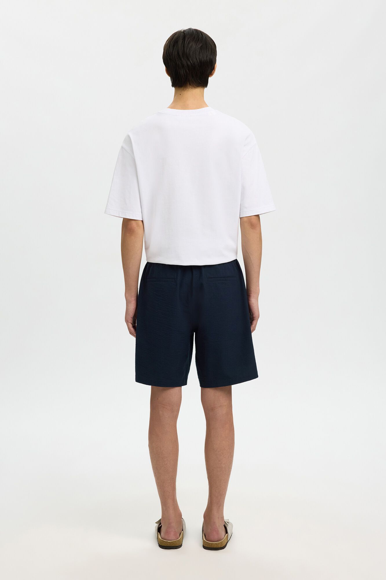 Selected Cal&ccedil;&otilde;es em tecido estruturado Azul