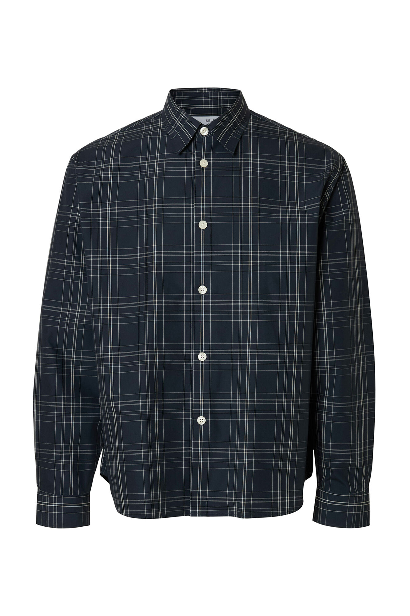 Selected Camisa xadrez de popelina  Azul