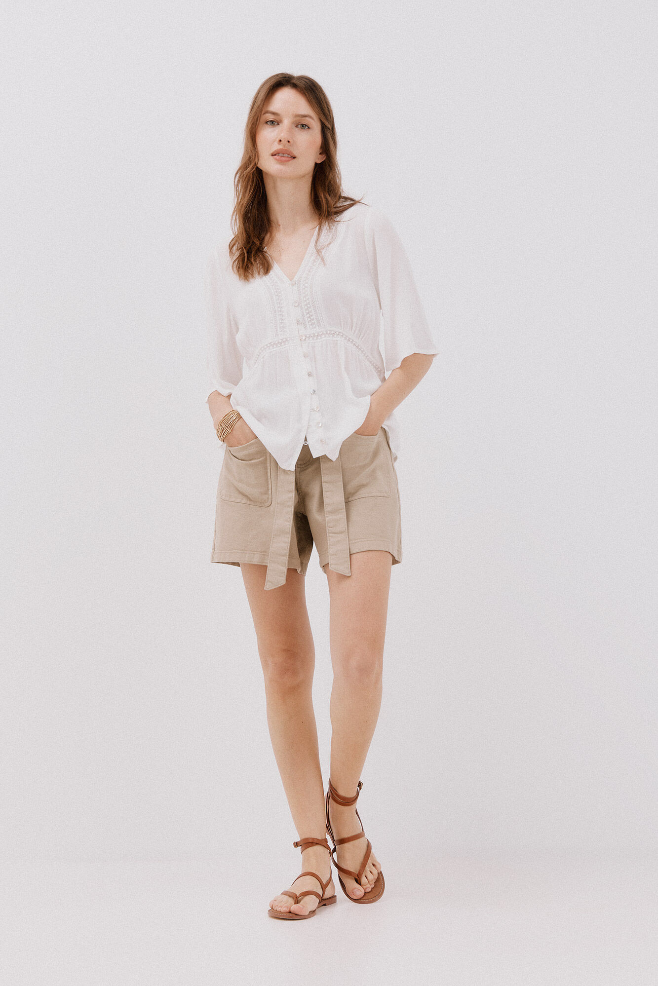 Cortefiel lace blouse with ruffles