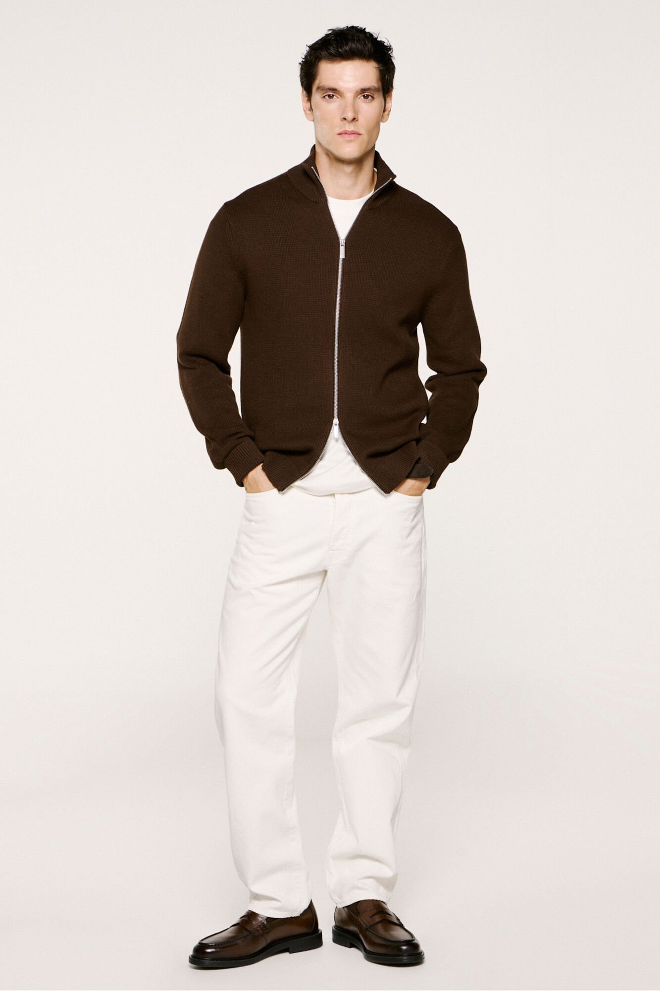 Selected Cazadora punto cremallera 100% algod&oacute;n org&aacute;nico