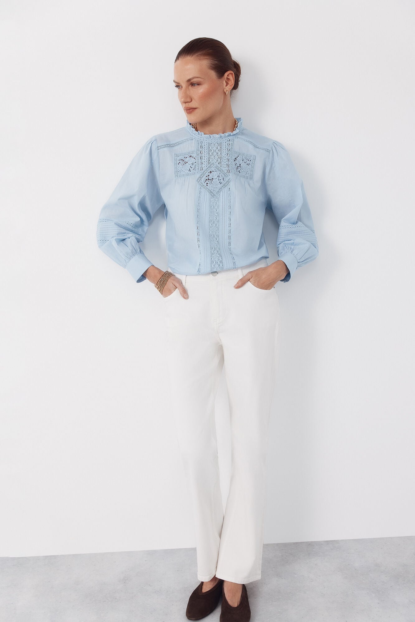 Cortefiel Embroidered blouse Blue
