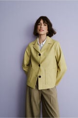 Cortefiel Yellow faux leather jacket Yellow