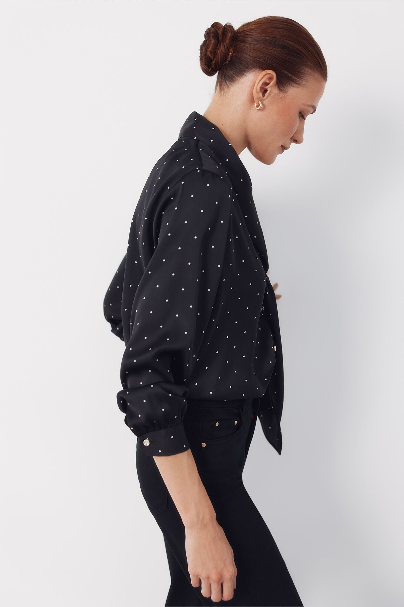 Cortefiel Blusa satinada lazada Estampado gris