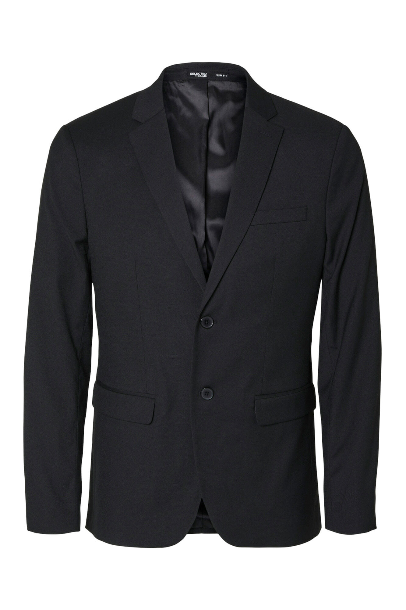 Selected Slim fit suit jacket made from recycled materials. Black