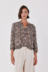 Cortefiel Blusa estampada fluida Tostado