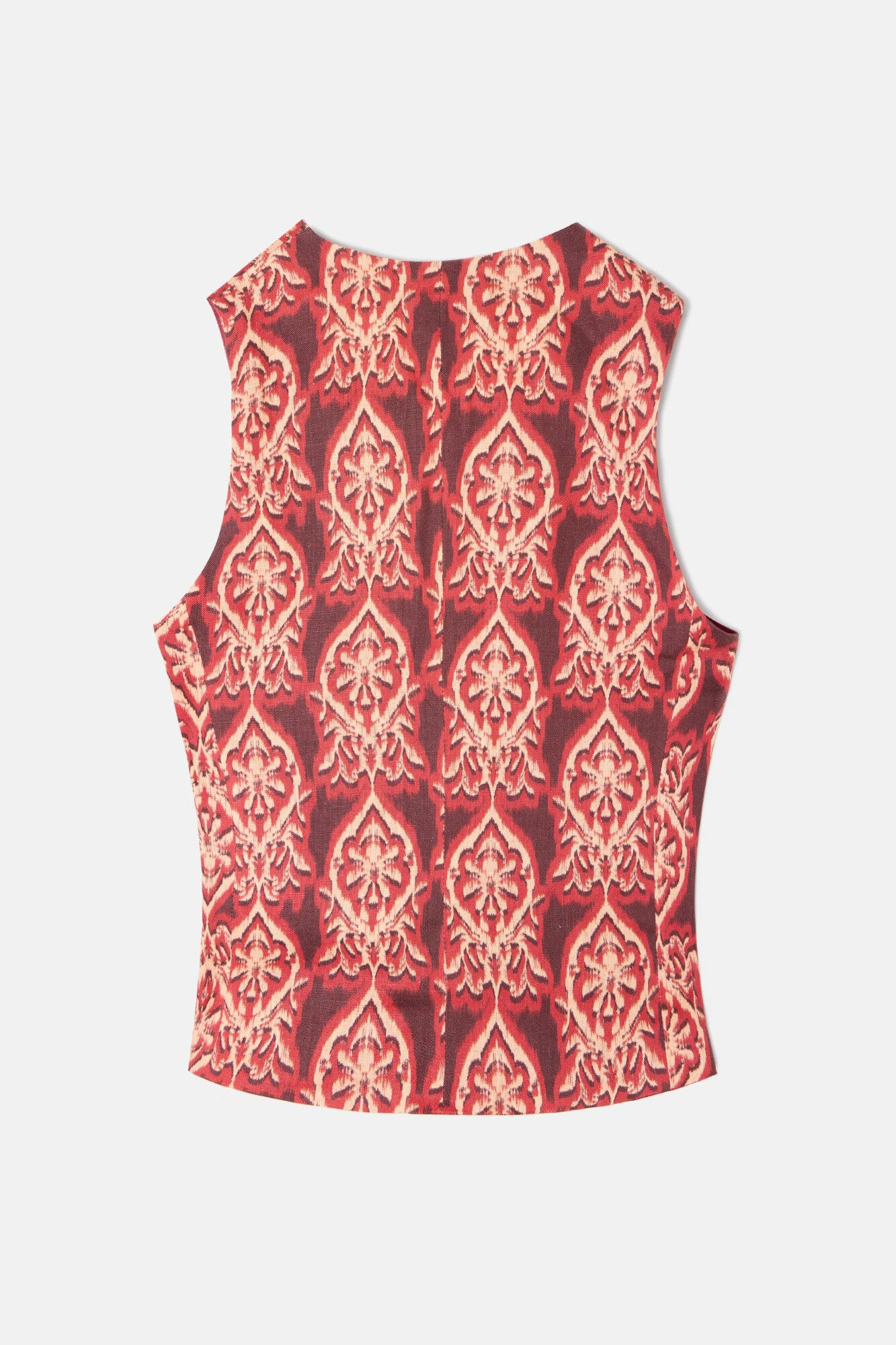 Silbon Colete de linho estampado com la&ccedil;ada Vermelho