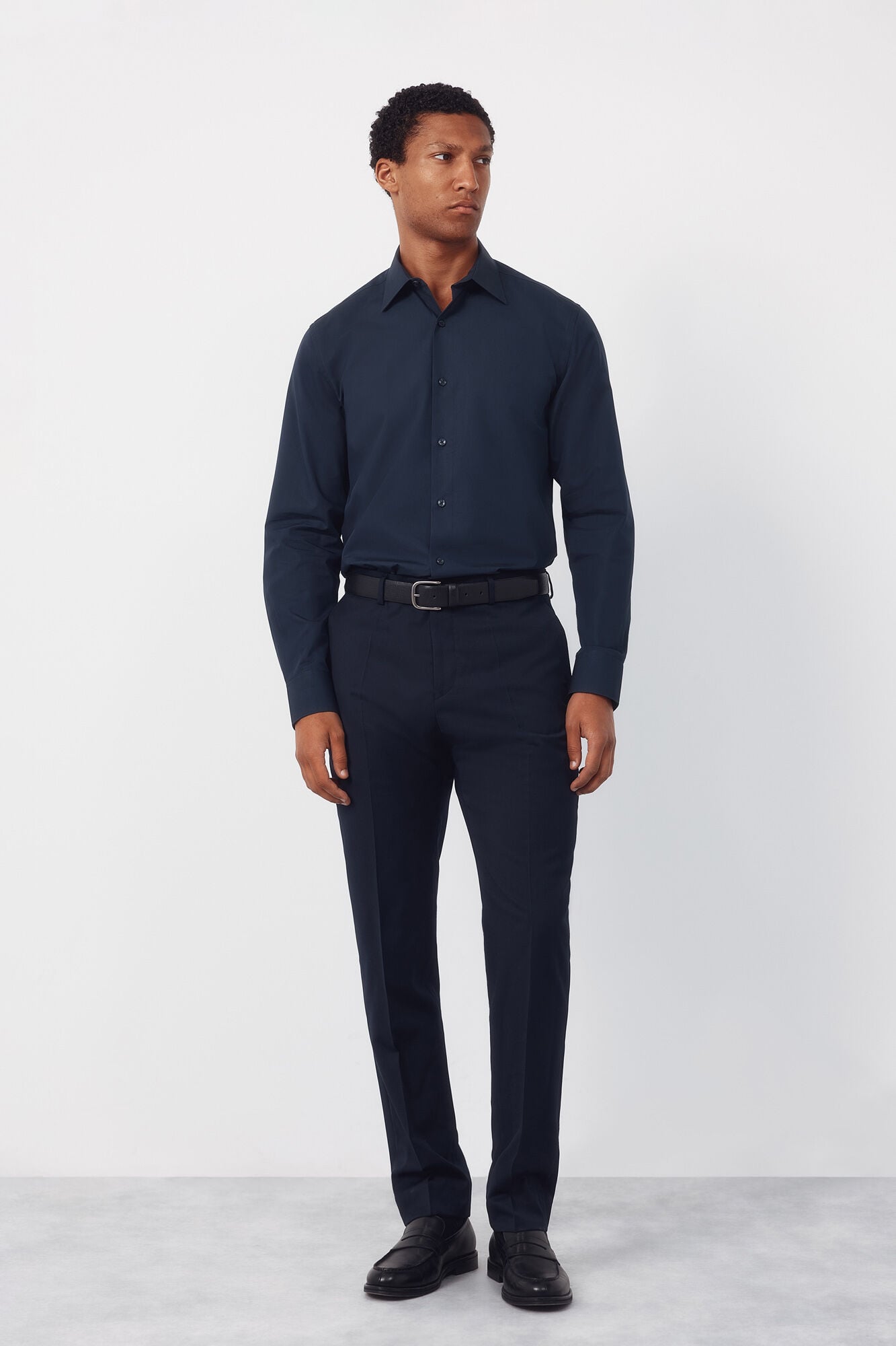 Cortefiel Camisa vestir lisa algod&oacute;n tencel