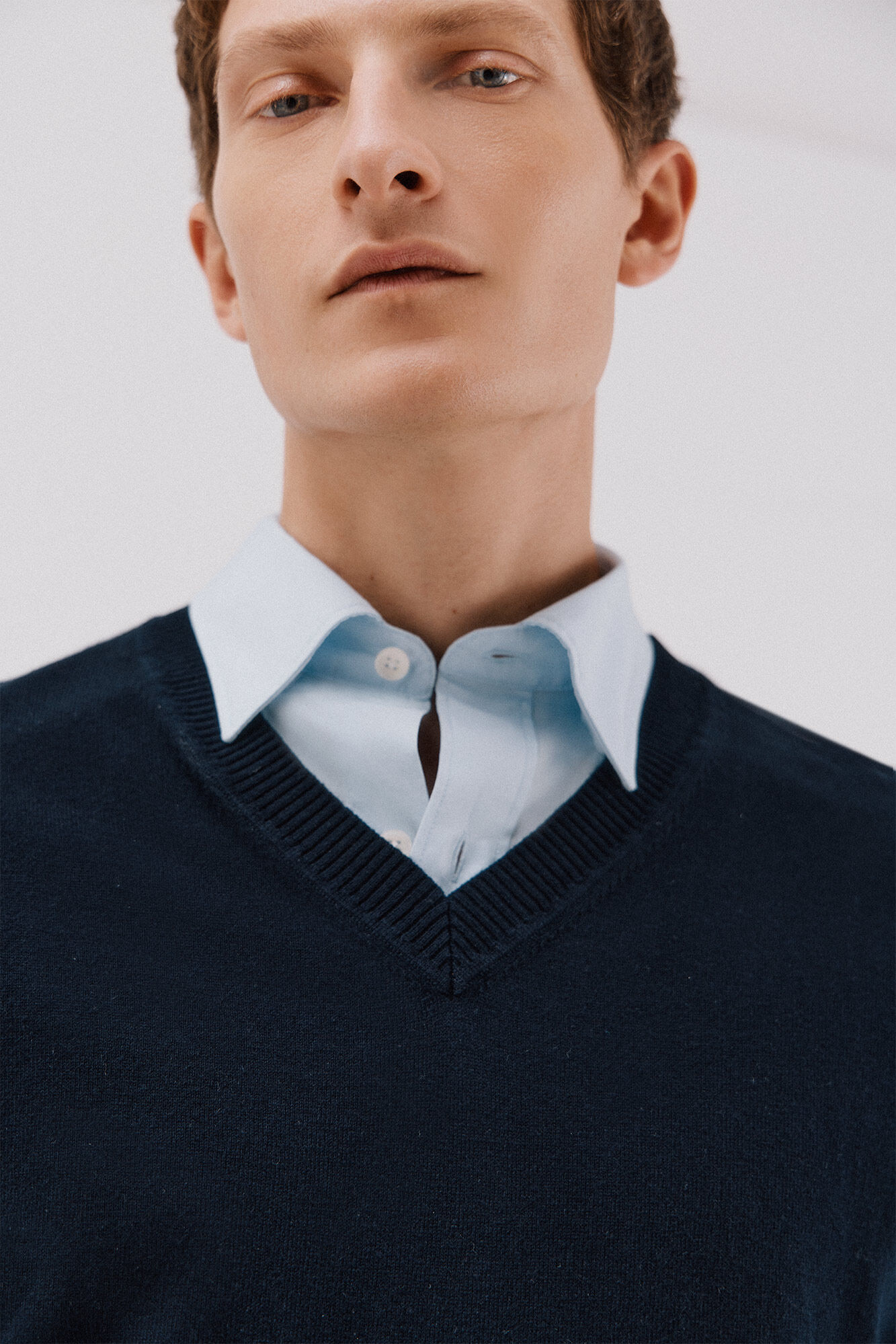 Cortefiel Cotton cashmere knit jersey-knit Navy