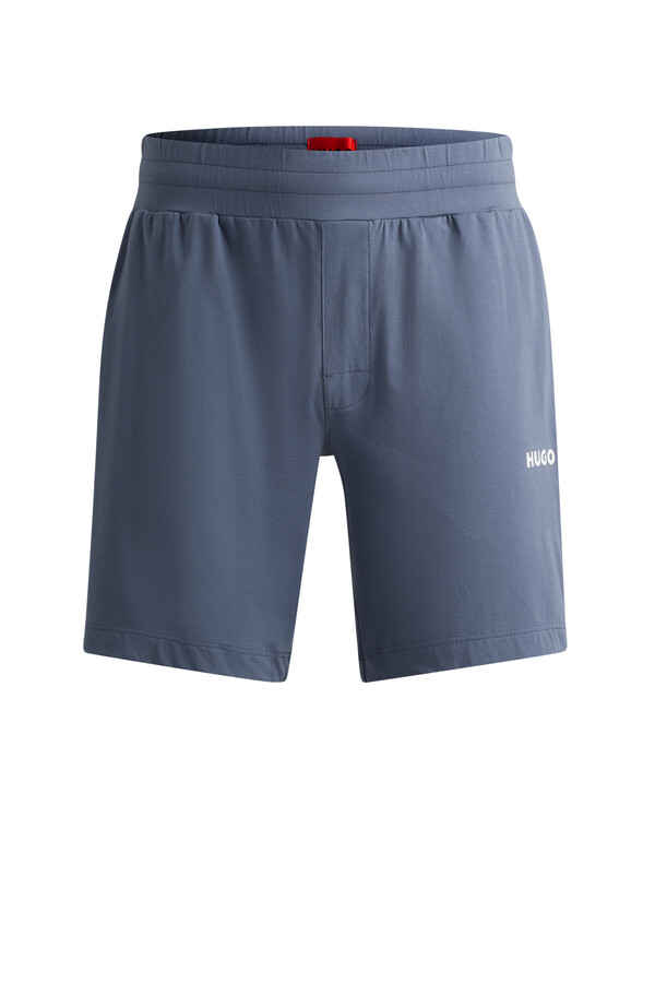 Cortefiel Shorts de algodón elástico con cordón y logo en contraste Azul royal