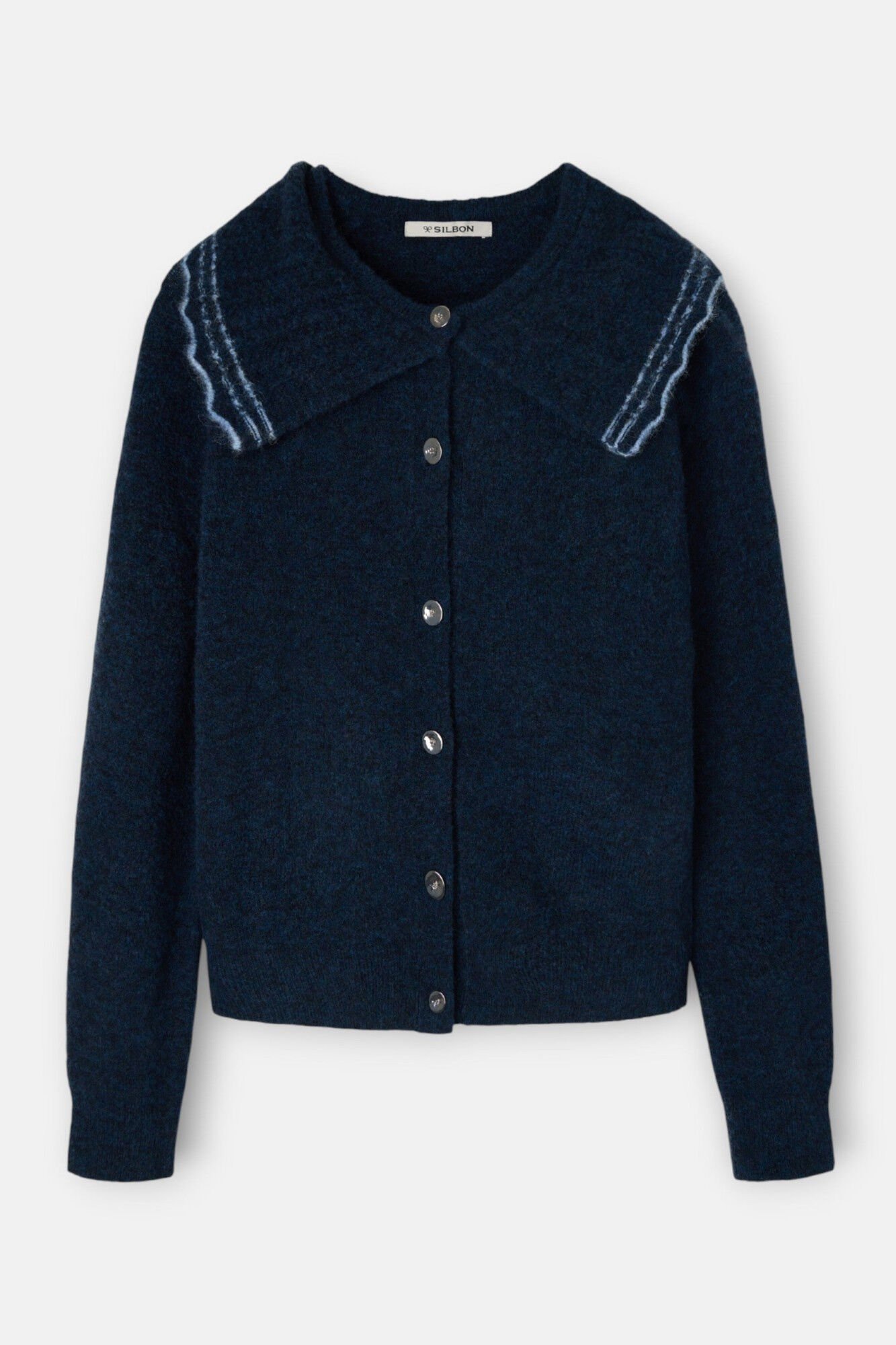 Silbon Casaco de malha com gola gola contrastante Azul